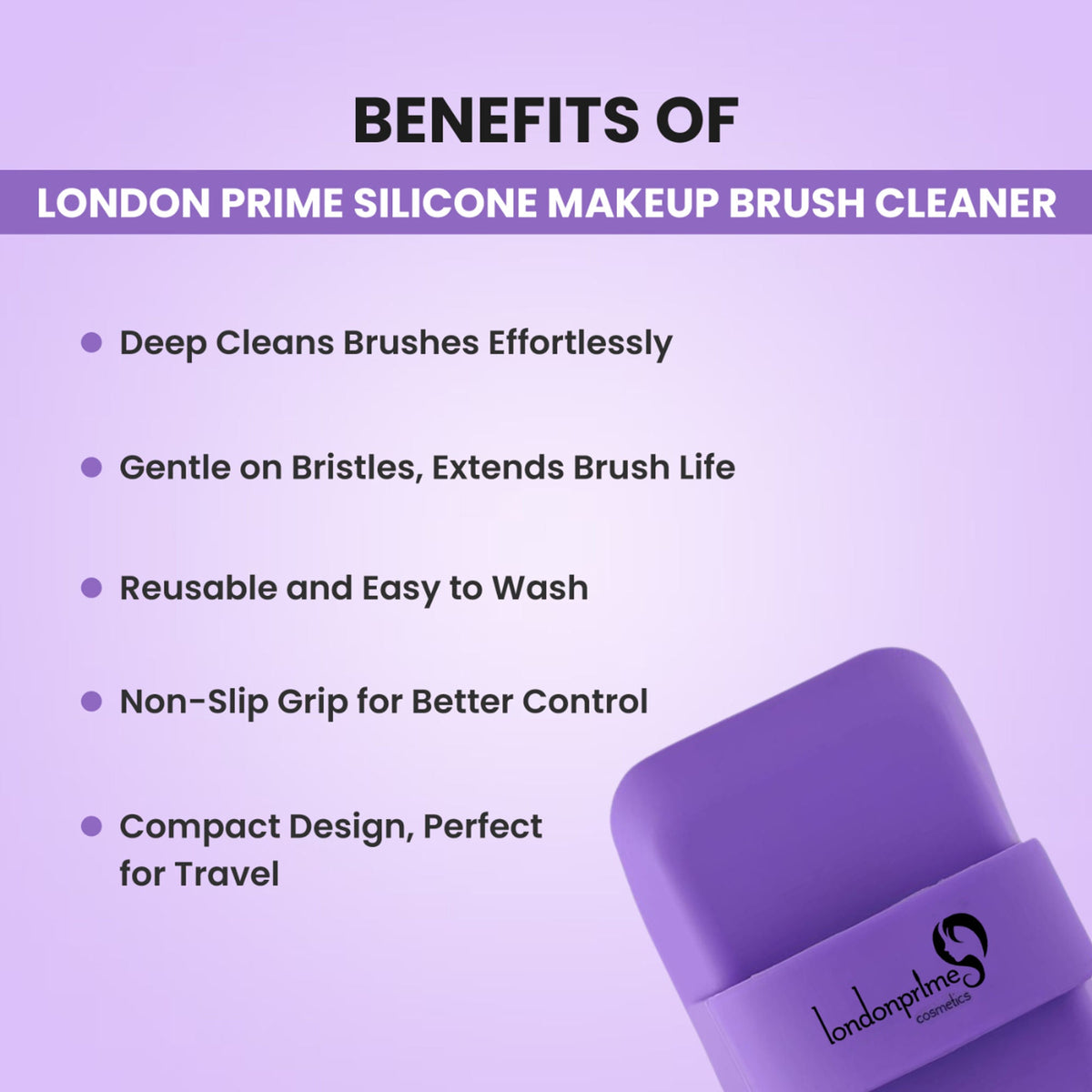 London Prime Silicone Makeup Brush Cleaner - Purple ( Formerly London Pride Cosmetics ) | Grocsy