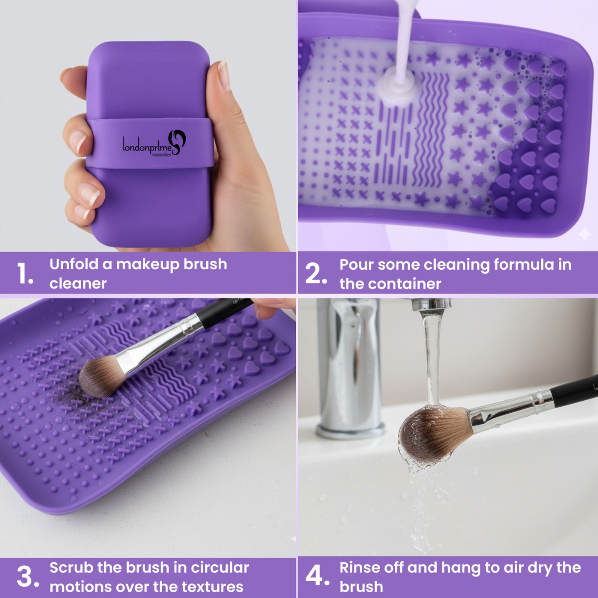 London Prime Silicone Makeup Brush Cleaner - Purple ( Formerly London Pride Cosmetics ) | Grocsy