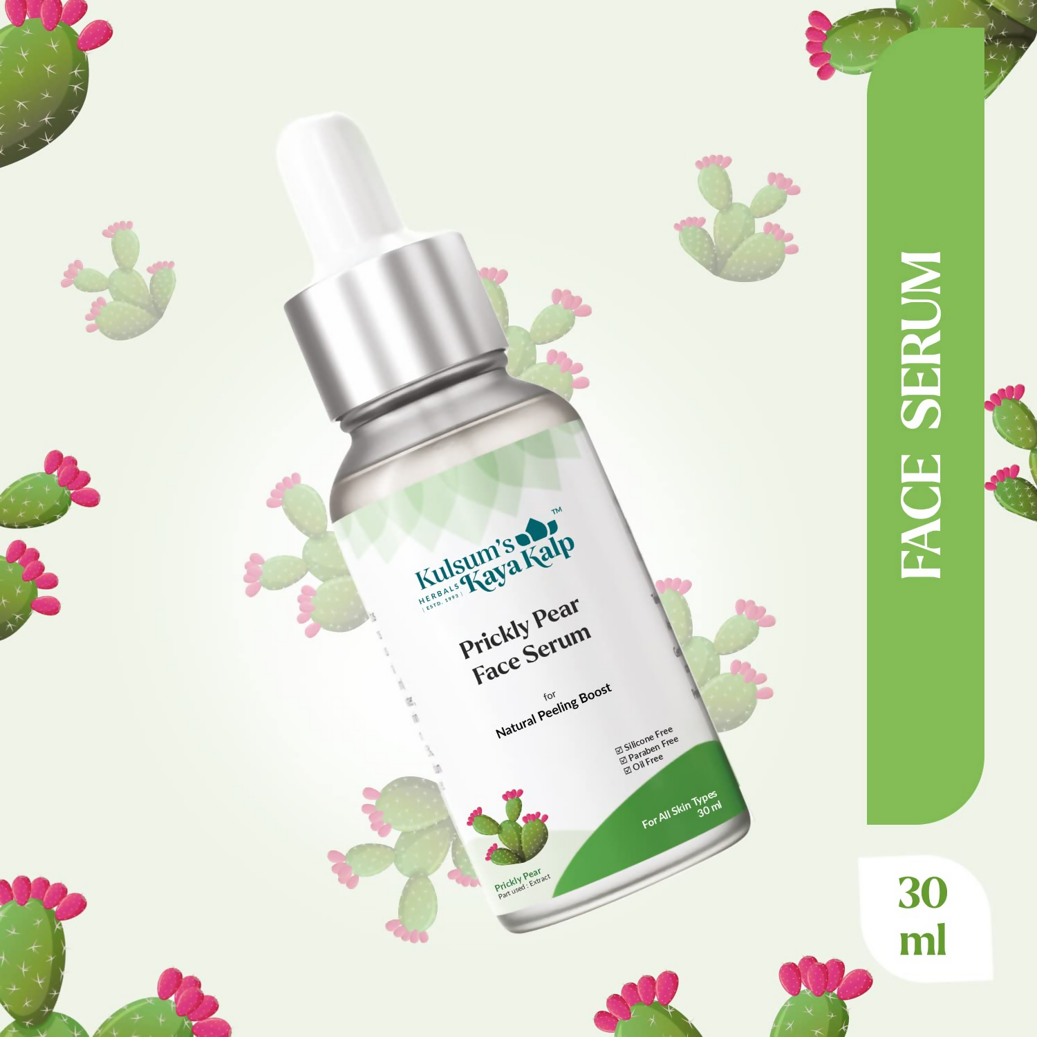 Kulsum's Kaya Kalp Prickly Pear Face Serum For Natural Peeling Boost | Grocsy