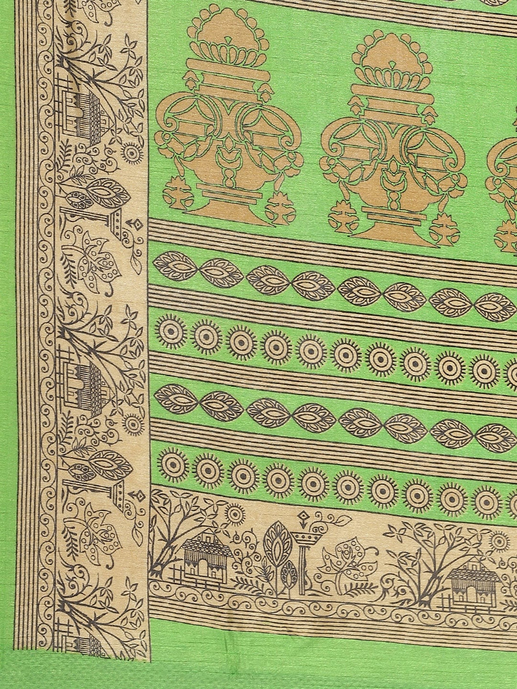Saree Mall Green & Beige Printed Saree | Grocsy
