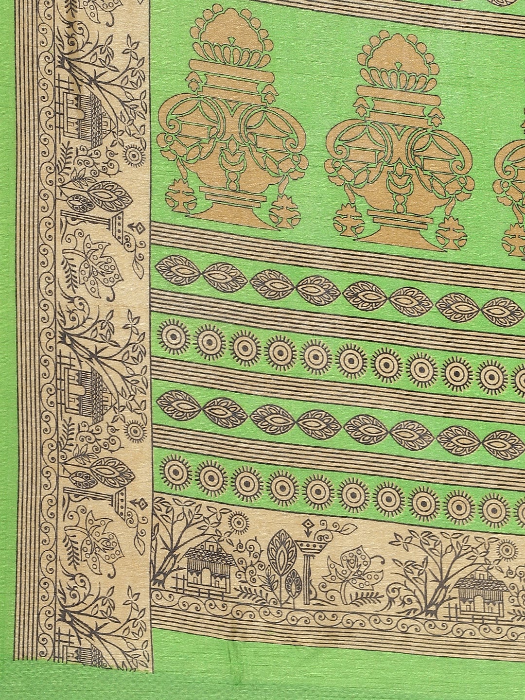Saree Mall Green & Beige Printed Saree | Grocsy