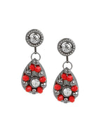 Cardinal Women Oxidised Silver-Plated Red Stone Studded & Beaded Jewellery Set | Grocsy