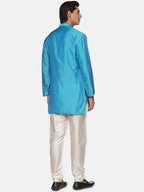 Sethukrishna Men Turquoise Blue Kurta with Pyjamas | Grocsy