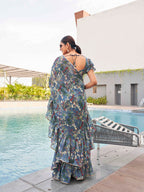 Tikhi Imli Floral printed ruffled saree | Grocsy