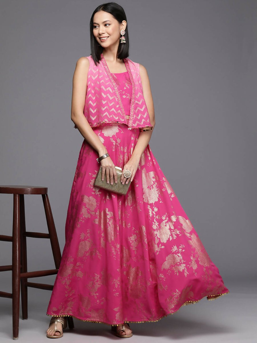 Ahalyaa Women's Traditional Wear Co-ods - Pink | Grocsy