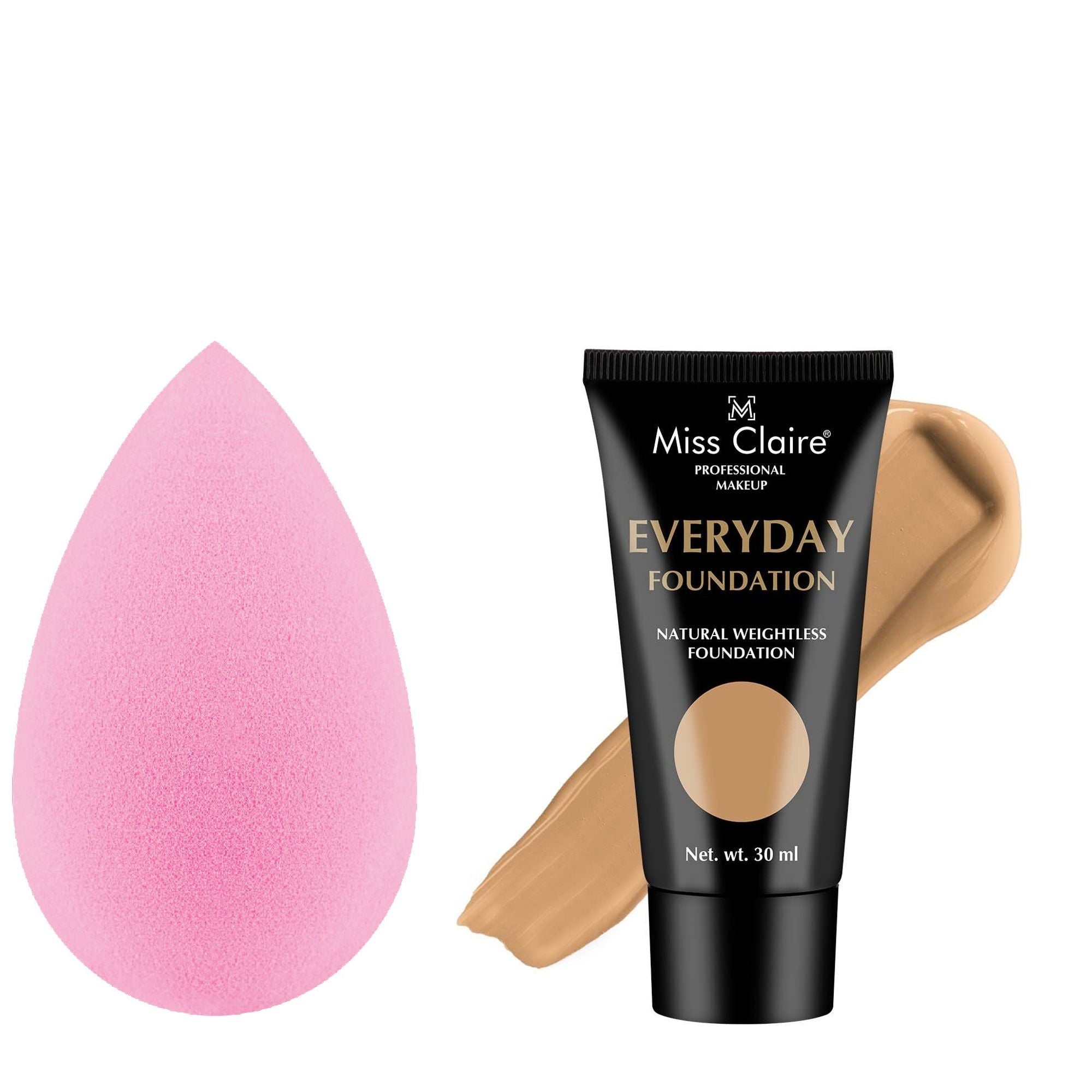 Miss Claire Full Coverage Foundation & Beauty Blender Combo | Grocsy