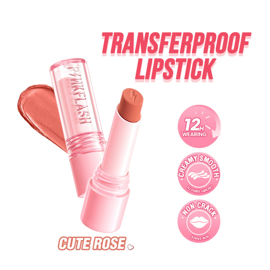 PINKFLASH Lasting Matte Lipstick - NU01 Cute Rose | Grocsy