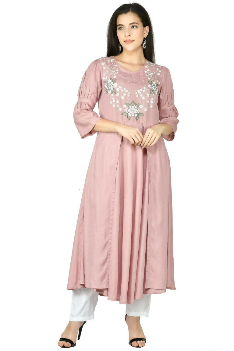Joban Fashion Rose Gold Cotton Rayon Kurta Set | Grocsy