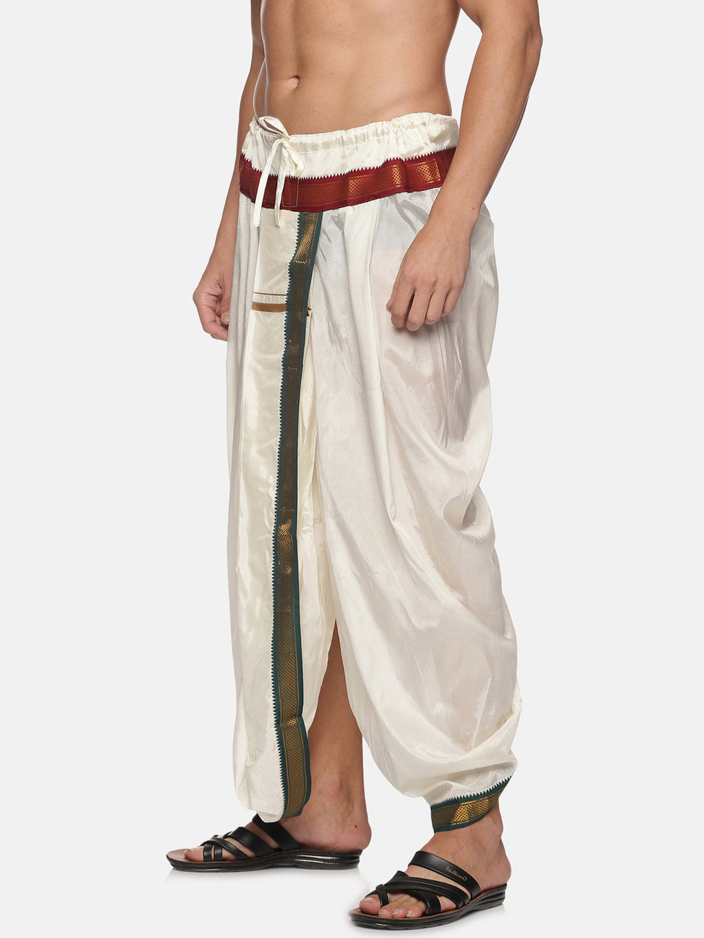 Sethukrishna Men Cream Solid Dhoti Pant | Grocsy