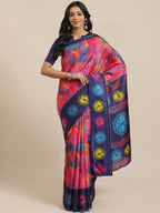 Saree Mall Pink & Blue Dyed Saree | Grocsy