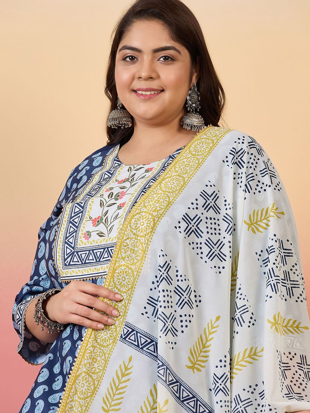 Sztori Women Floral Yoke Design Regular Gotta Patti Kurta with Trousers & With Dupatta | Grocsy