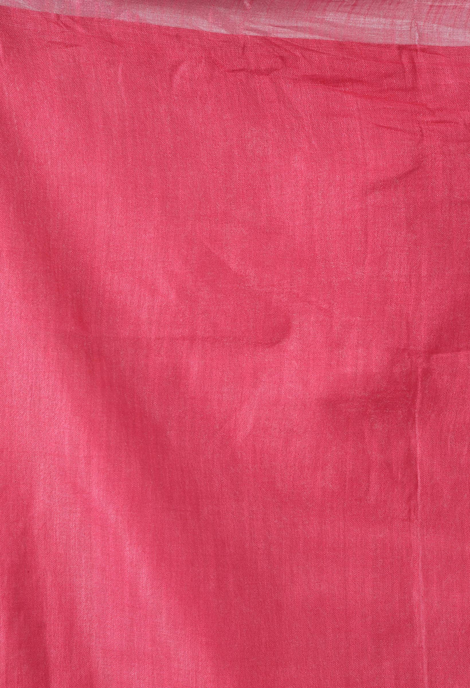 Mominos Fashion Moeza Pink Bhagalpuri Handloom Silk Linen Saree with unstitched Blouse piece | Grocsy