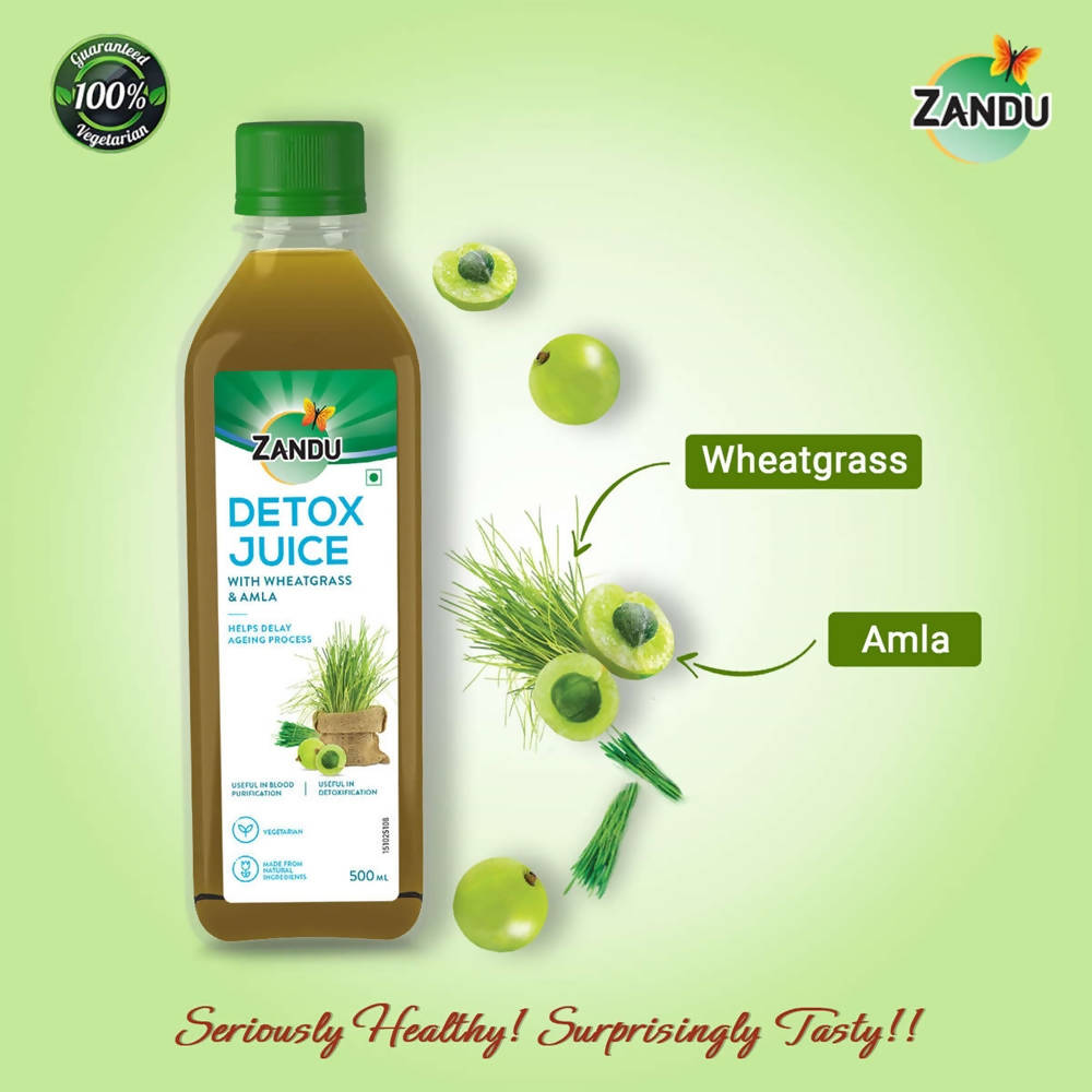 Zandu Detox Juice with Wheatgrass & Amla | Grocsy