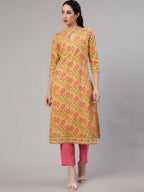 Aks Floral Printed Regular Pure Cotton Kurta With Trousers | Grocsy