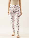 Souchii White Printed Slim-Fit Churidar-Length Leggings | Grocsy