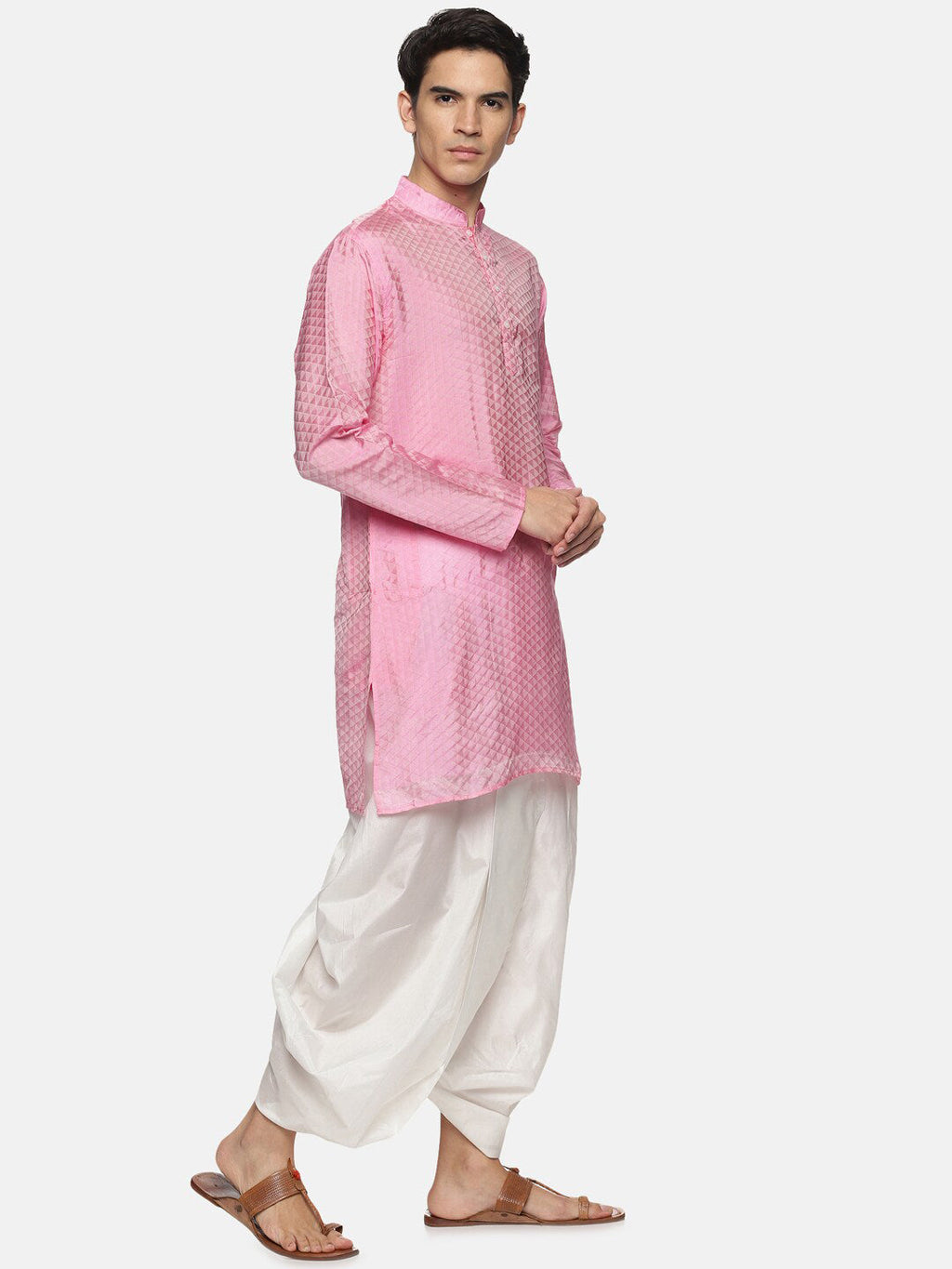 Sethukrishna Men Pink Kurta with Dhoti Pants | Grocsy