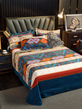 JC Collection Blue & Red Ethnic Motifs 220 TC King Bedsheet with 2 Pillow Covers | Grocsy