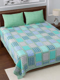 LIVING ROOTS Blue & Green Jaipur Printed 210 TC King Bedsheet with 2 Pillow Covers | Grocsy