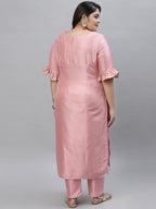 Sztori V Neck Regular Straight Kurta with Trousers | Grocsy