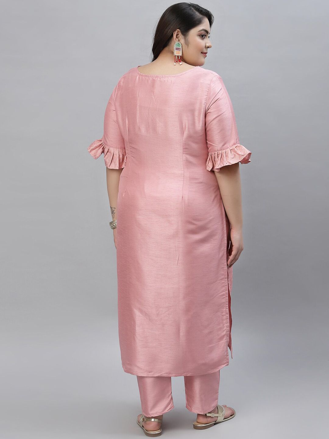 Sztori V Neck Regular Straight Kurta with Trousers | Grocsy