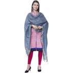 A R Silk Gray Color Golden Border Cotton Dupattas and Chunnis | Grocsy