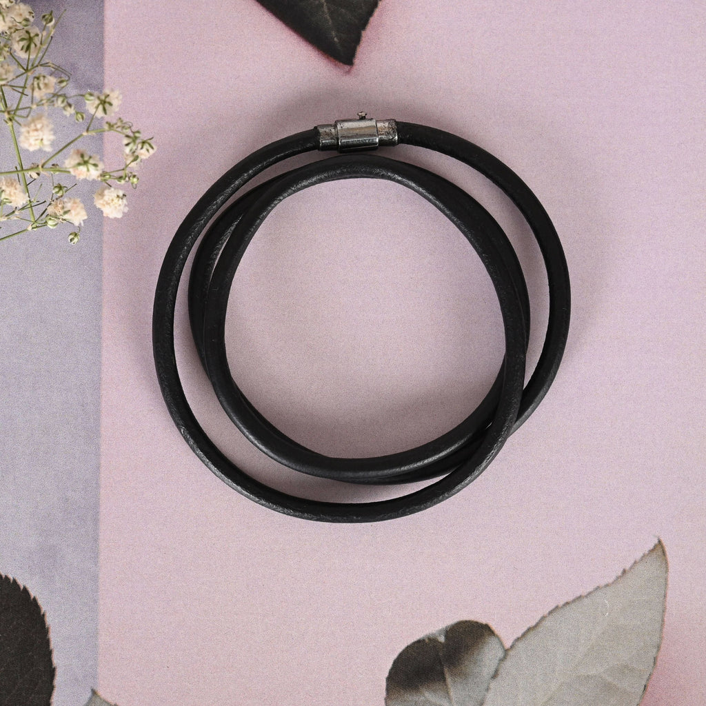NVR Men Black Wraparound Bracelet | Grocsy