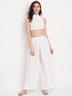 TAG 7 Women White & Grey Set of 2 Flared Ethnic Palazzos | Grocsy