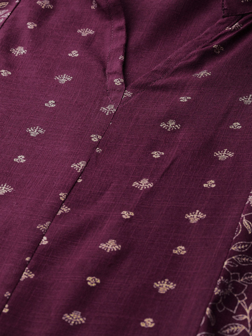 Sangria Women Wine-Coloured & Golden Khari Printed Kurta with Palazzos | Grocsy