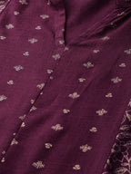 Sangria Women Wine-Coloured & Golden Khari Printed Kurta with Palazzos | Grocsy