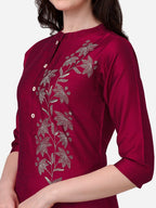 HERE&NOW Women Floral Embroidered Thread Work Floral Kurta | Grocsy