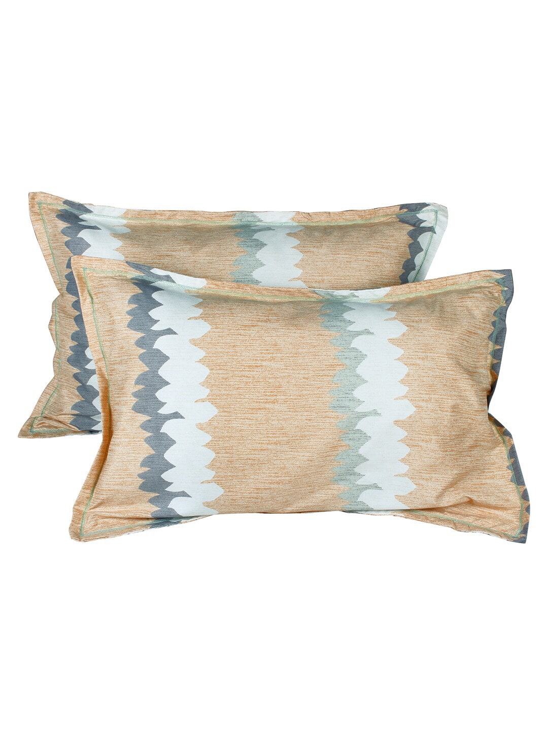 Story@home Grey & Peach-Coloured Striped 180 TC Queen Bedsheet With 2 Pillow Covers | Grocsy