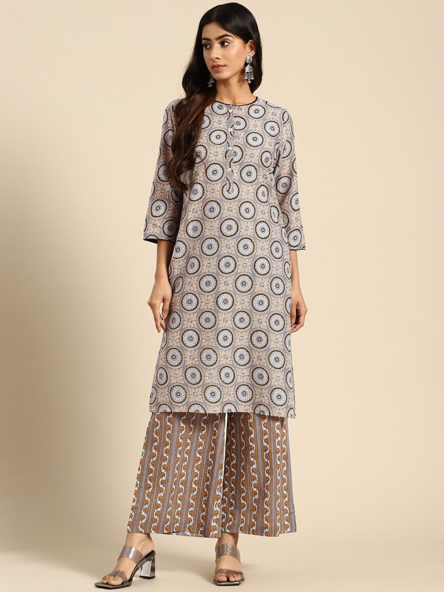 All About You Ethnic Motifs Printed Kurta with Palazzos | Grocsy