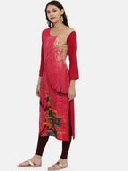 Souchii Pink Printed Straight Kurta | Grocsy
