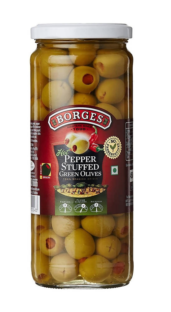 Borges Hot Pepper Stuffed Green Olives | Grocsy