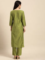 All About You Women Ethnic Motifs Embroidered Sequinned Kurta With Trousers | Grocsy