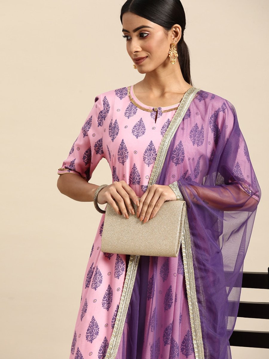 All About You Women Pink Ethnic Motifs Printed Pure Cotton Kurta with Trousers & Dupatta | Grocsy