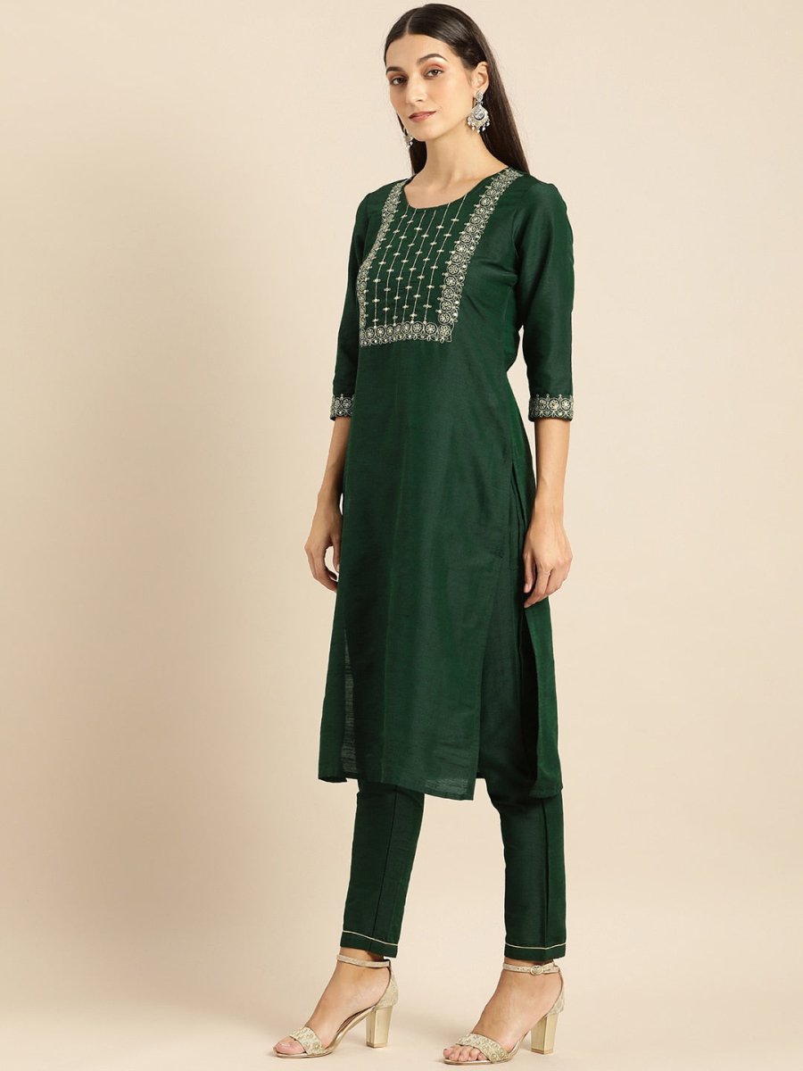 All About You Women Green Kurta with Trousers | Grocsy