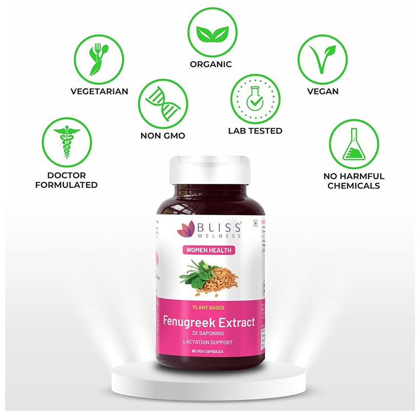 Bliss Welness Fenugreek Extract Veg Capsule | Grocsy