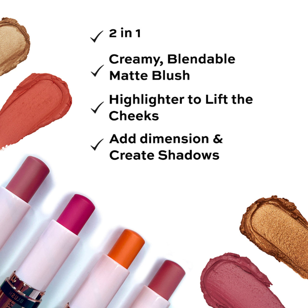 Makeup Revolution Blush & Highlight Stick - Flushing Pink | Grocsy