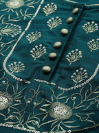 All About You Women Green & Gold-Toned Embroidered Sequinned Kurta with Trousers & Dupatta | Grocsy