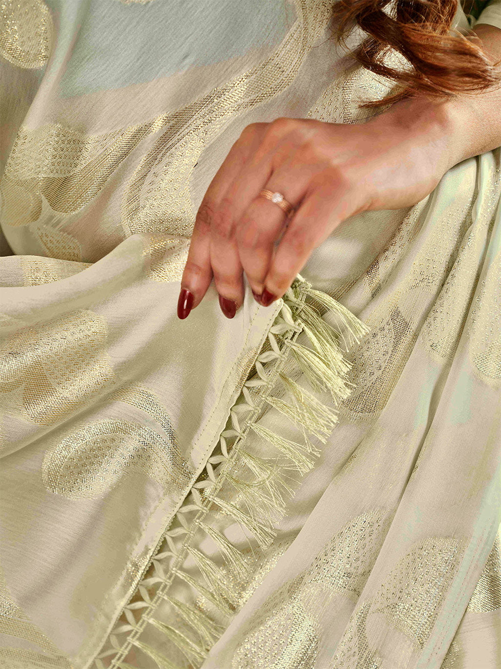 Tikhi Imli Embellished Jacquard Satin Ready to Wear Saree | Grocsy