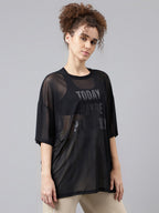 MKH Typography Printed Relaxed Fit Sheer Dri-FIT T-shirt | Grocsy