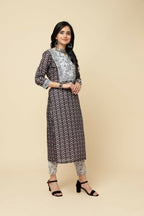 Designer Stylish Pink Cotton Blend Stitched Suit With Dupatta - Tanisha | Grocsy