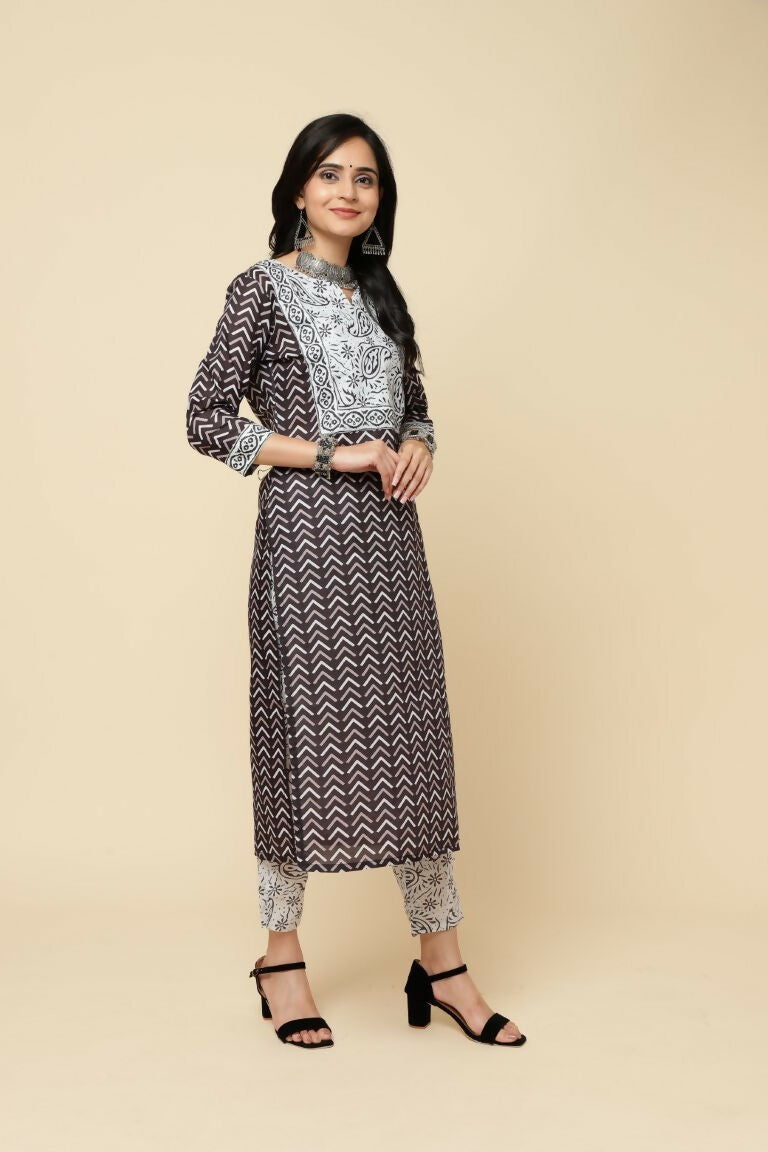 Designer Stylish Pink Cotton Blend Stitched Suit With Dupatta - Tanisha | Grocsy