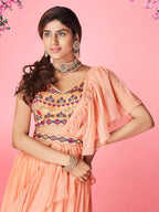 Myra Peach Art Silk Designer Lehenga | Grocsy