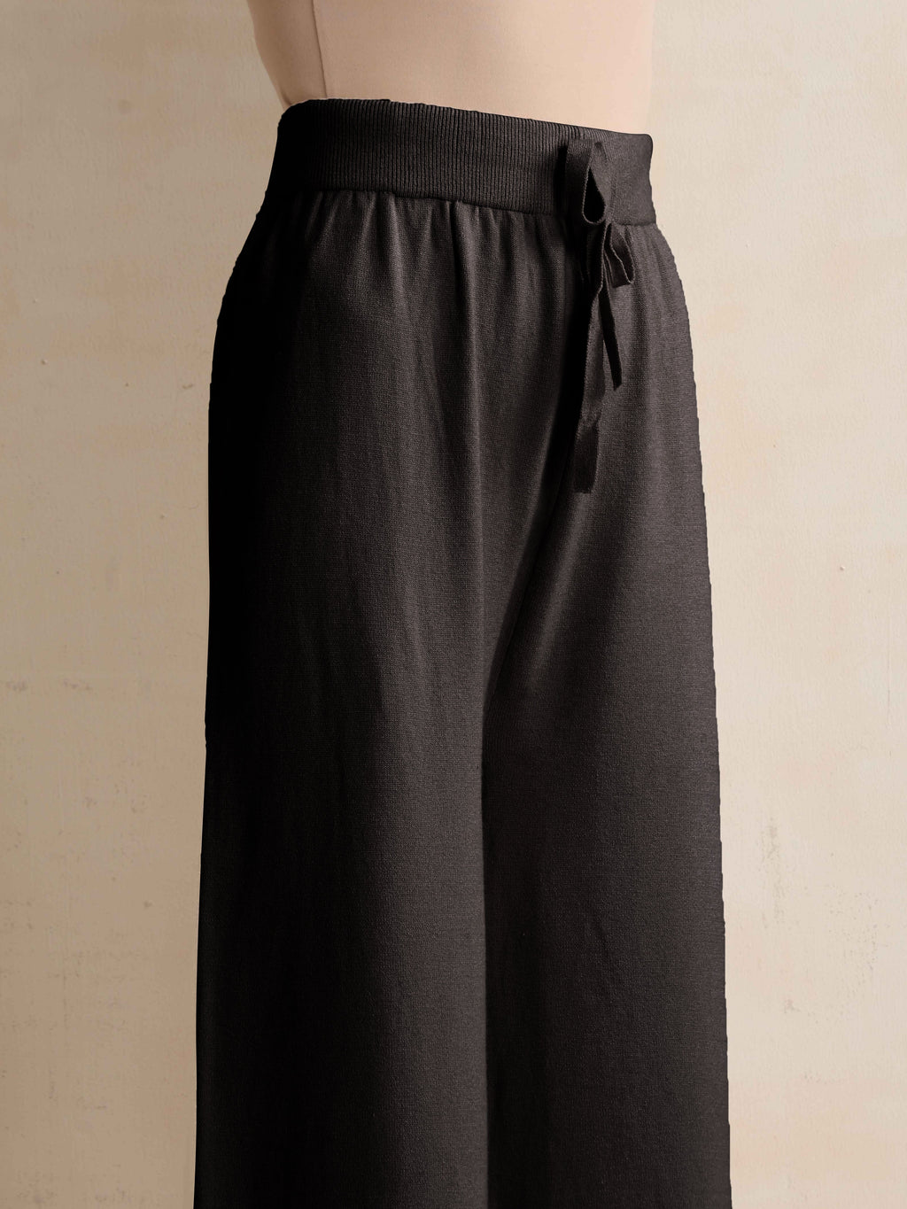 trueBrowns Black Woollen Flared Pants | Grocsy