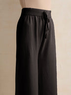 trueBrowns Black Woollen Flared Pants | Grocsy