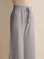 trueBrowns Grey Woollen Flared Pants | Grocsy
