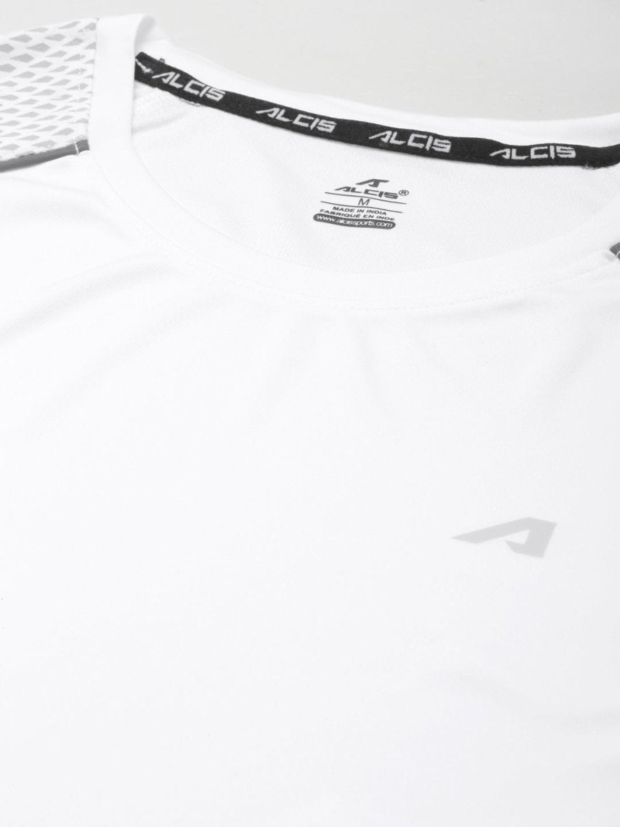 Alcis Men White Slim Fit Running T-shirt | Grocsy