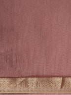 Saree Mall Mauve & Gold Solid Linen Blend Taant Saree | Grocsy